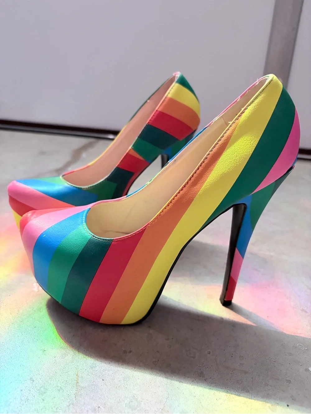 Lolli Couture Rainbow Striped  Heels
